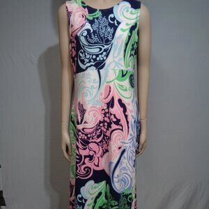 Talbolts blue, pink & green maxi dress size medium